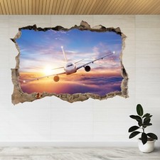 Listing image for Airplane Clouds Flying Sky Air 3d Smashed View Wall Sticker Poster Decal A168